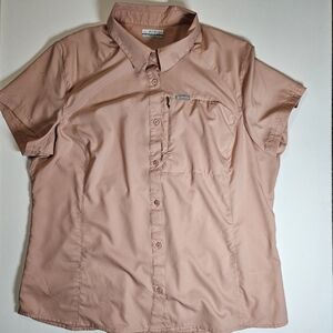 Columbia Shirt Womens Size XXL Light Pink Button Down Utility Outdoor Hiking Top